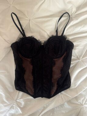 Garage Black Lace Bustier Top
